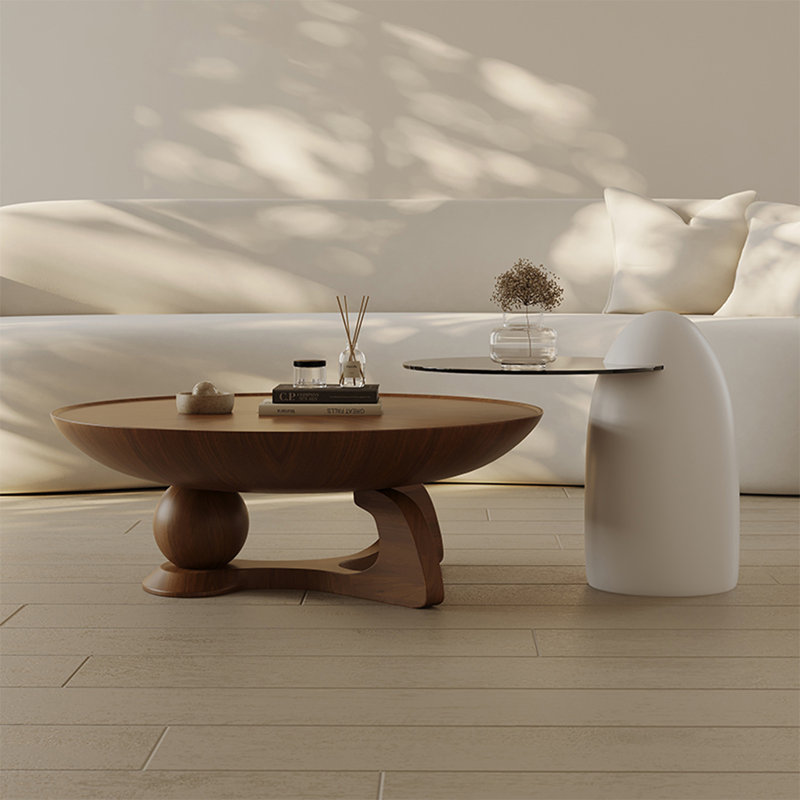 Modern simple round coffee table, 14.6"H x 39.4"L x 39.4"W