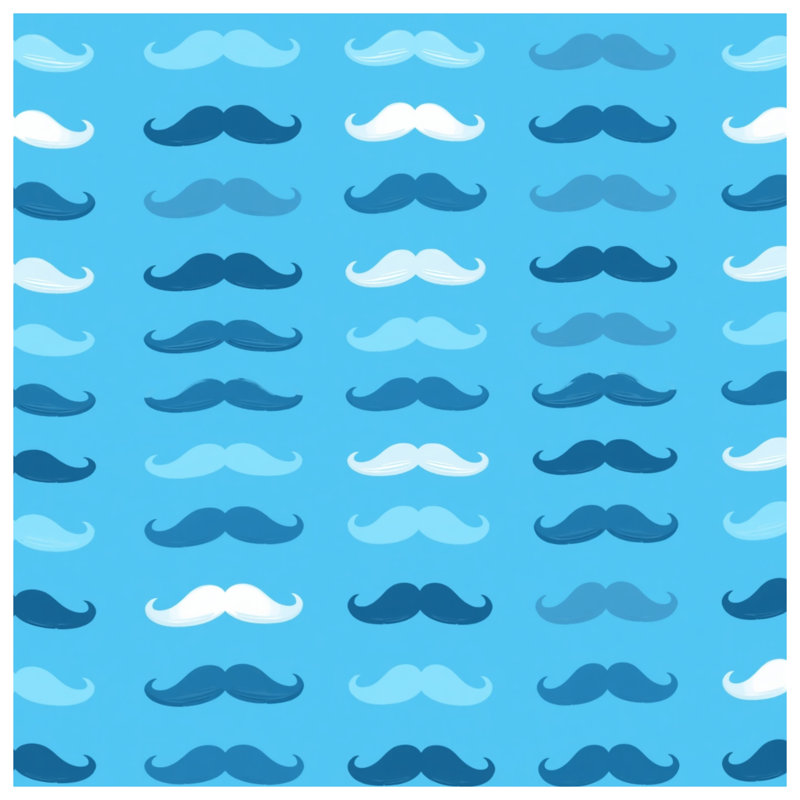 Tapis de bain bleu à motif de moustache, L 24 po x L 17 po