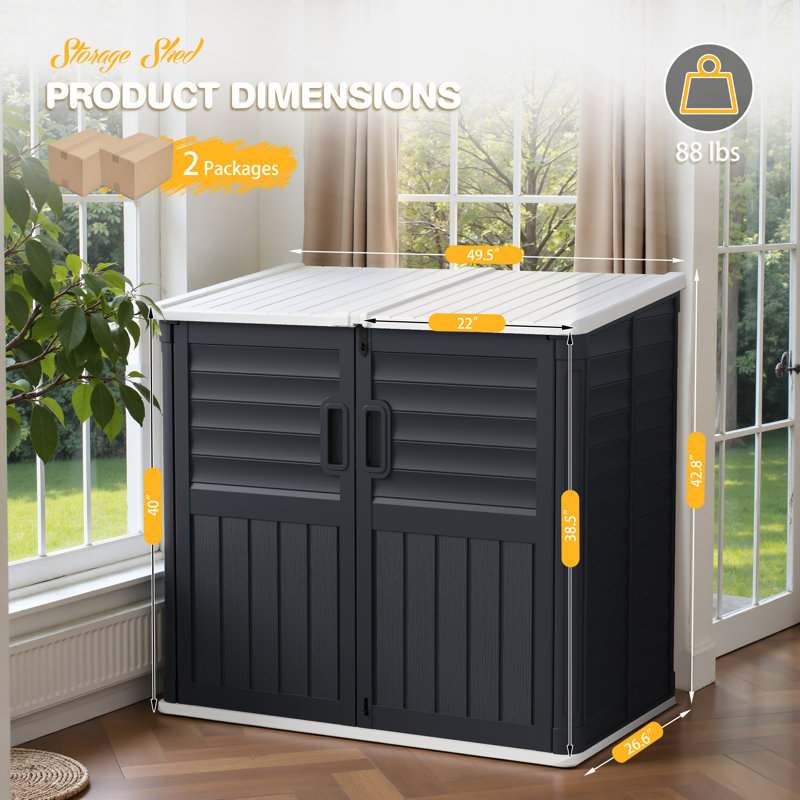Remise de rangement horizontale imperméable et verrouillable 34 pi³, Noir