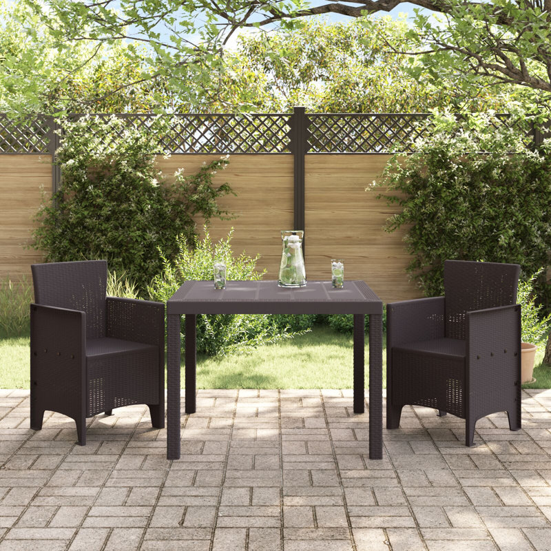 vidaXL Garden Dining Set 3 pcs Brown Polypropylene