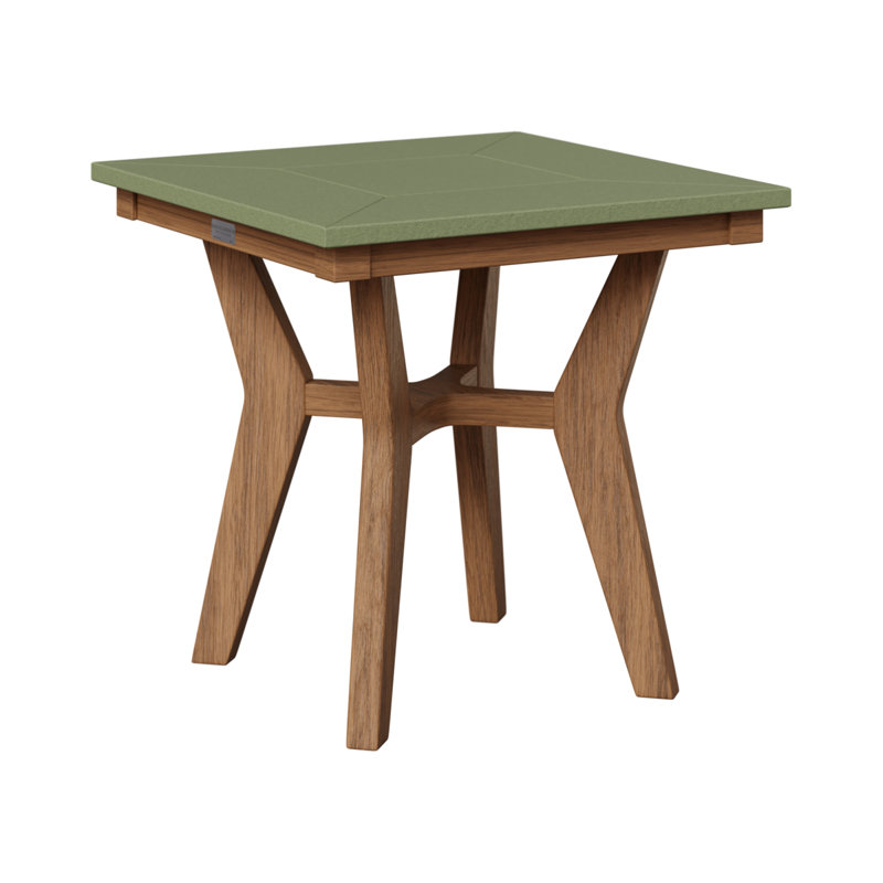 Mayhew Outdoor Square Side Table, Antique Mahogany, Sage