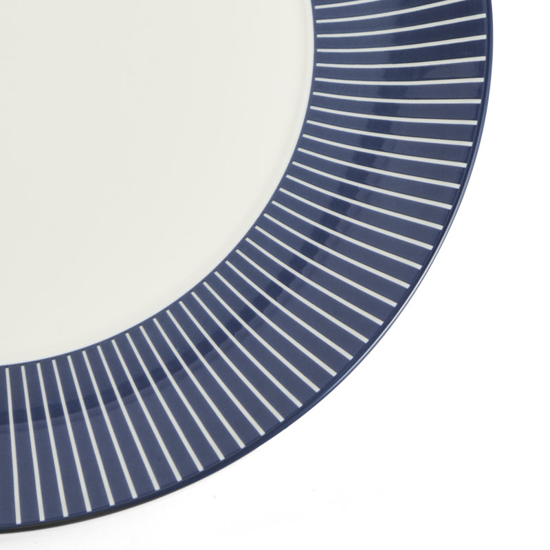 Wedgwood Gio Blue Plate 9.3in Pinstripe, Dark Blue/White