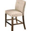 Paire de chaises de comptoir avec dossier, repose-pieds et revêtement beige en mélange de bois gris