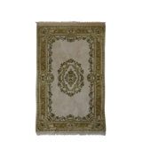 Global Rug One-of-a-Kind Hand-Knotted Aubusson 3'9" x 6' Wool Area Rug