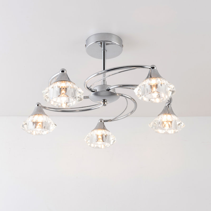 Aldiana Glass Semi Flush Mount, Polished Chrome