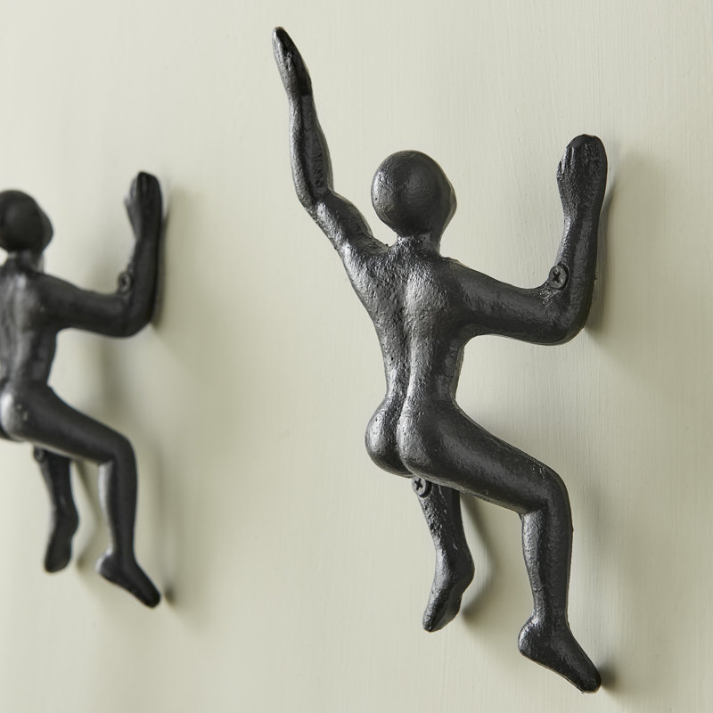 Black Cast Iron Wall Climber Figurine Hooks for Kids