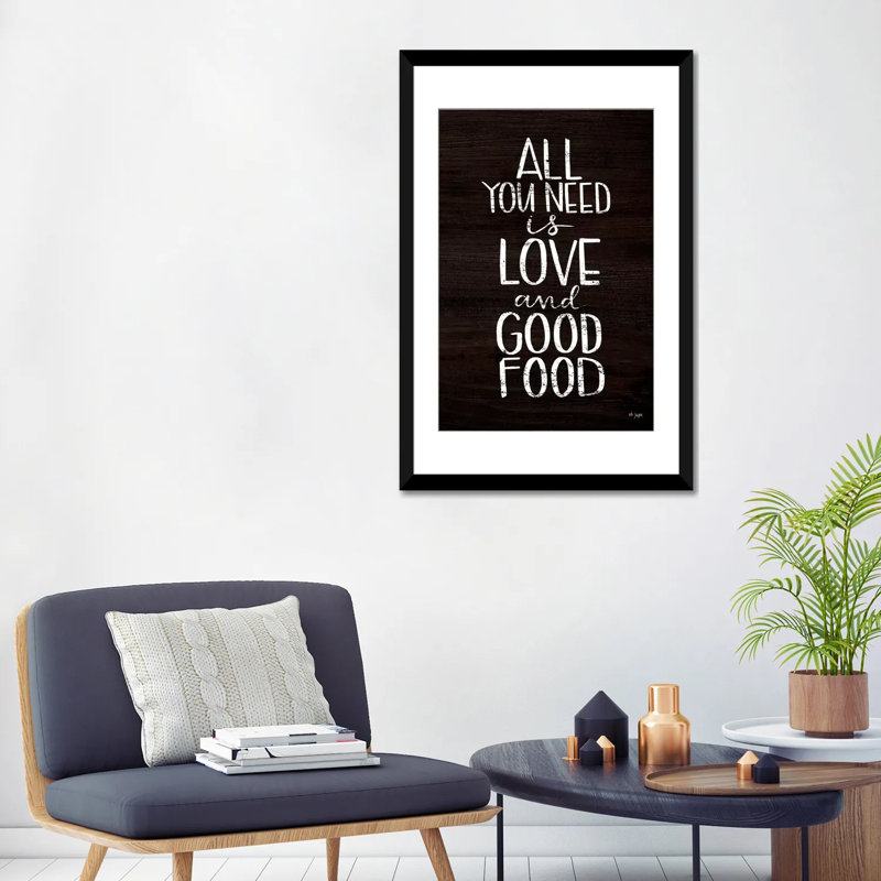 Good Food par Jaxn Blvd - Art textuel sur toile tendue, H 24 po x l 16 po x P 1 po, Cadre noir