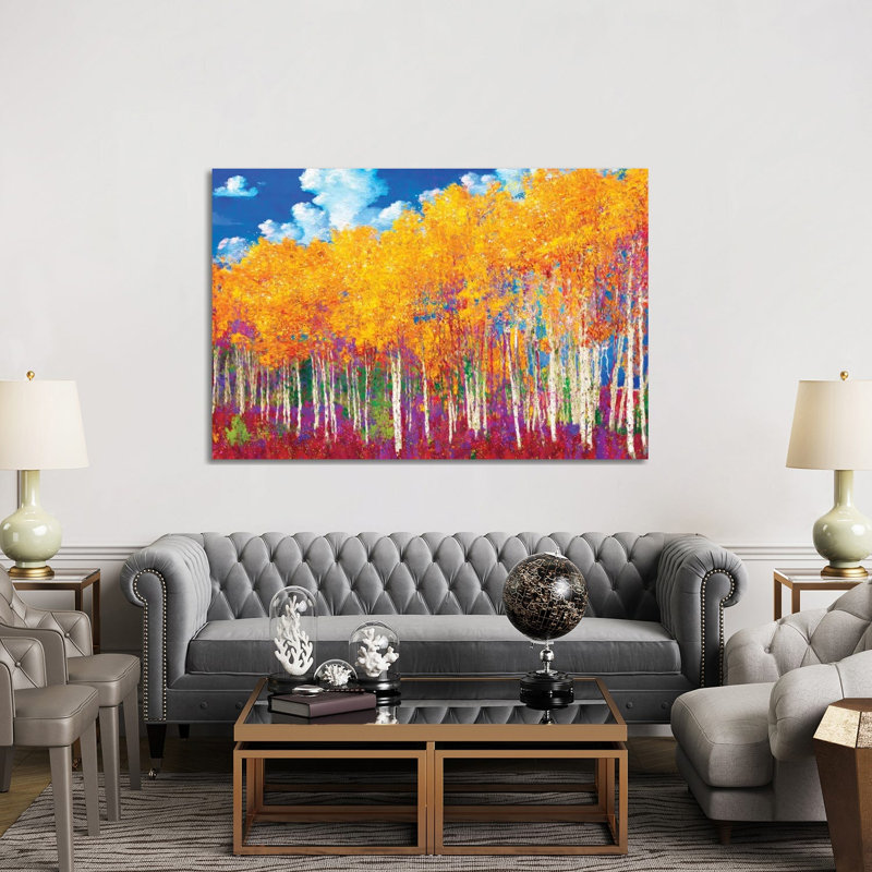 Aspens in Fall 1 Piece Wrapped Canvas Painting, 152.5 cm H x 101.5 cm W