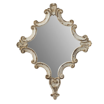 30" X 23.5" White Diamond Living Room Mirror Ornament - Bedroom, Office, Entryway Construction & Glass Home Accent In Room,