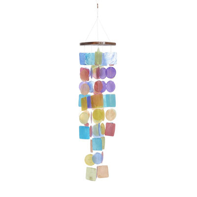 Capiz Shell Waterfall Multi Colored Indoor Outdoor Windchime