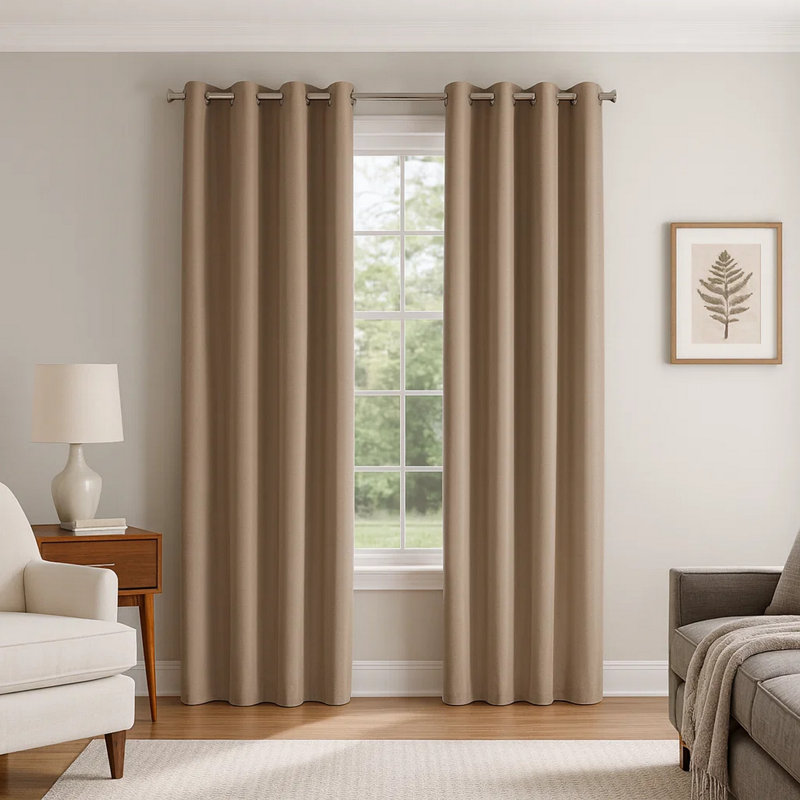 Jini Curtain 2 Panel Set, Brown Blackout Thermal Insulation, 54X95, 54" W x 95" L, Brown 