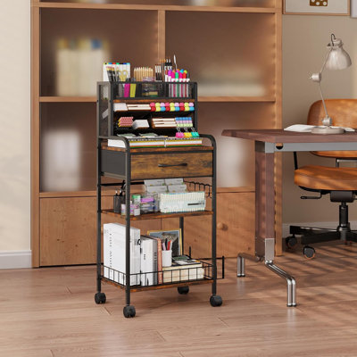 3 Tier Rolling Cart - Utility Cart With Storage Drawer And Wheels, Versatile Art , Craft Organizer For Home, Office, Or Studio Ideal For Storing Brushes, Paints