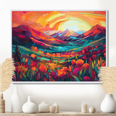 «Vibrant Sunset Shining Over Mountains I», art sur toile