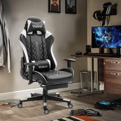 Yoleo Adjustable Reclining Ergonomic Faux Leather Swiveling PC & Racing Game Chair