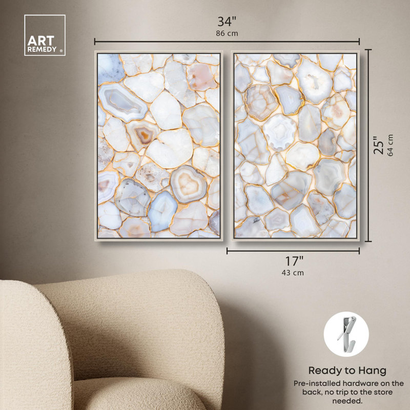 Impression sur toile Luxe Harmony , Argent argent, H 25 po x l 17 po, Impression dans un cadre flottant sans passe-parto
