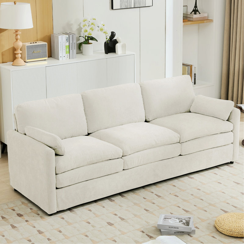 Canapé confortable surdimensionné à 3 places avec matériaux de qualité supérieure pour le salon, Beige