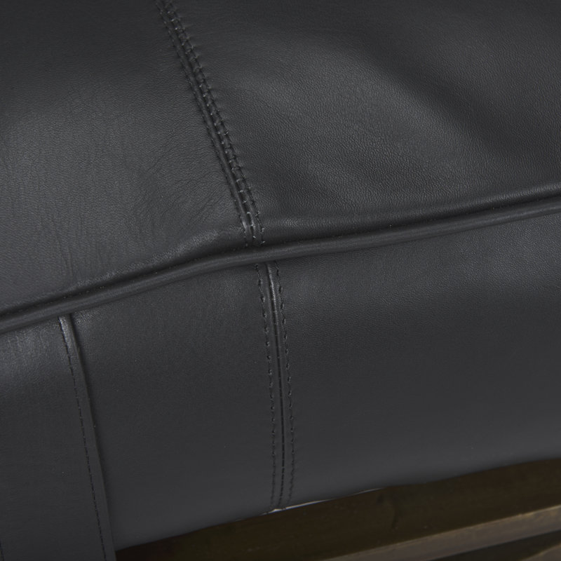 Magnolia Upholstered Bench, Black Genuine Leather