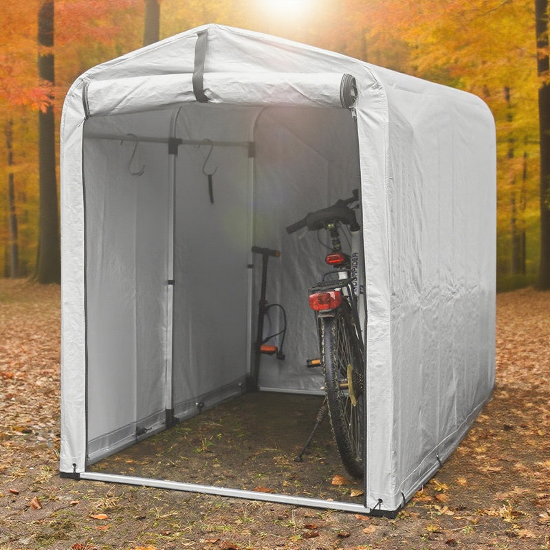 Stover 5 ft. W x 7 ft. D Polyethylene Dome Bike Shed, 163cm H x 120cm W x 176cm D, Light Grey