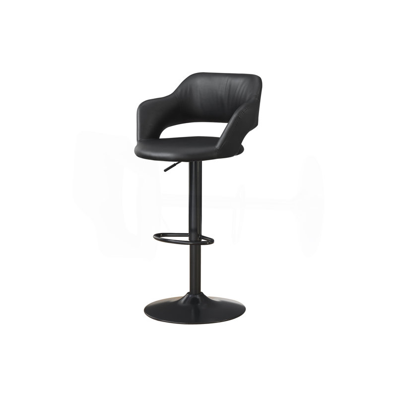 Tabouret de bar, pivotant, hauteur de bar, réglable, métal, aspect cuir, contemporain, moderne, Noir