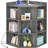 Wooden Cubby Corner Bookshelf With 9 Cubes-1169135800