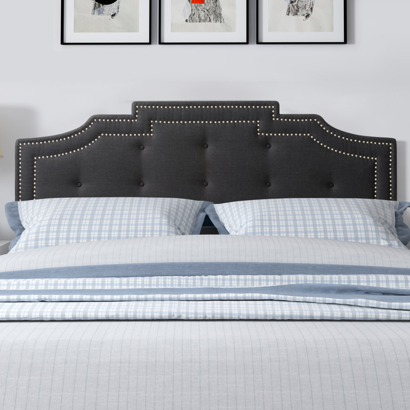 Tête de lit tapissier Suwanee, Double, Gris foncé