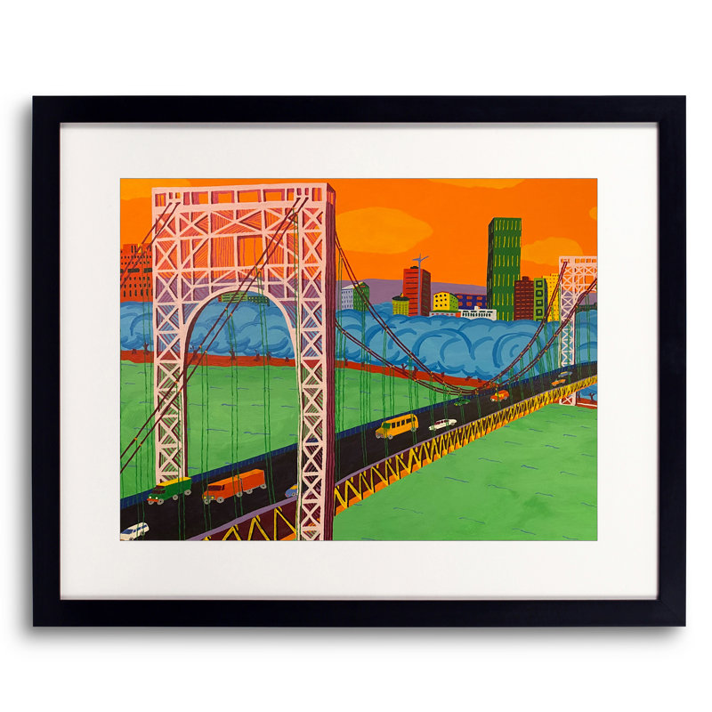 Pont George Washington par Sue Graef - photographie, Papier avec cadre noir, H 17,25 po x l 21,25 po