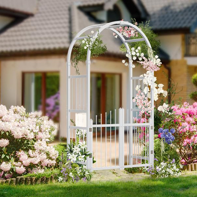 Tonnelle de jardin avec barrière, Blanc