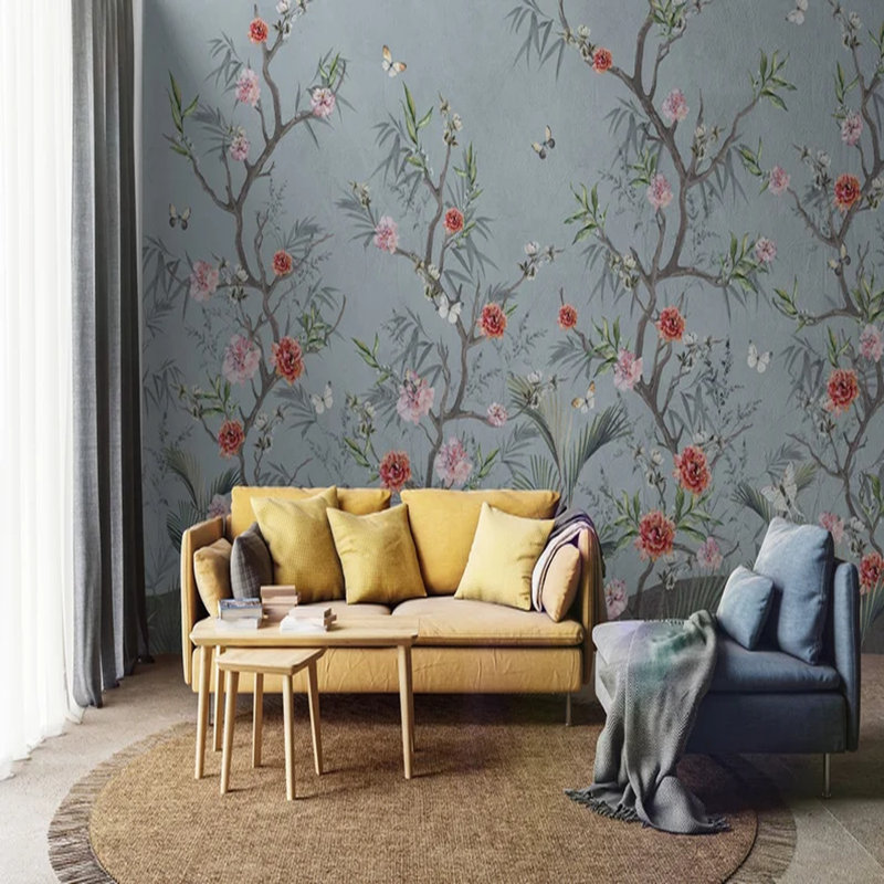 Oriental Garden Botanical Print, 160" L x  108" W