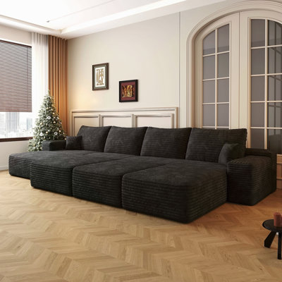 Canapé d'appoint 135 po à 6 sièges modulaires en nuage de grande taille, aucun assemblage requis (tissu en velours côtelé moelleux)