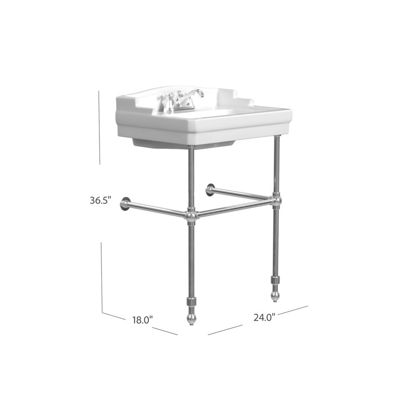 Cheviot Products Essex 24" Console Bathroom Sink with Overflow & Metal Base, 4" Centerset, Chrome