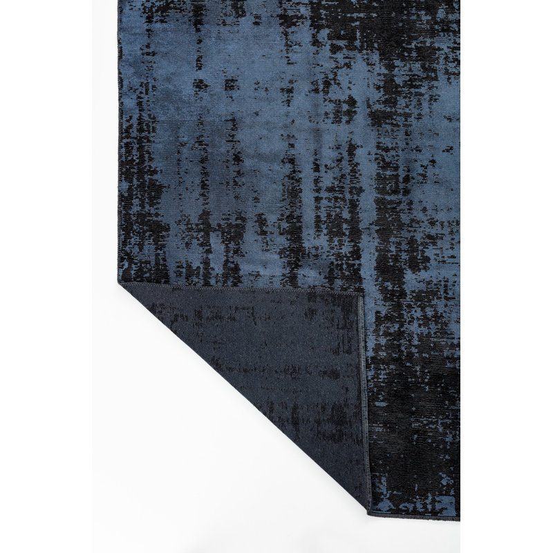 Rapture Black Blue Luxury Area Rug, Rectangle 7'10" x 11'2"