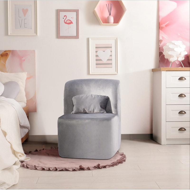 Karenza Velvet Side Chair, Gray Velvet