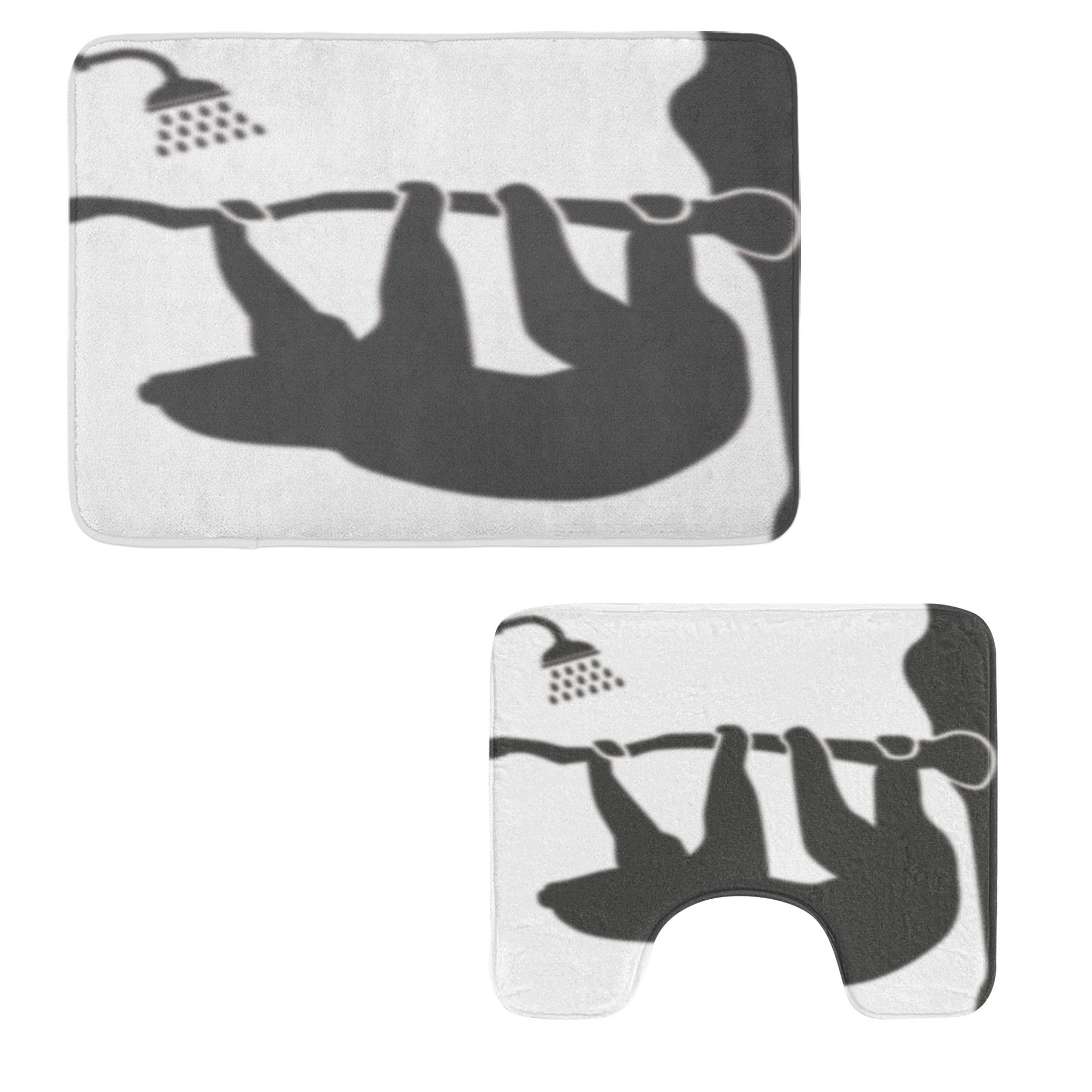 Ebern Designs Sloth Bathroom Rug Set 2 Pieces Rectangle & Contour Mats ...