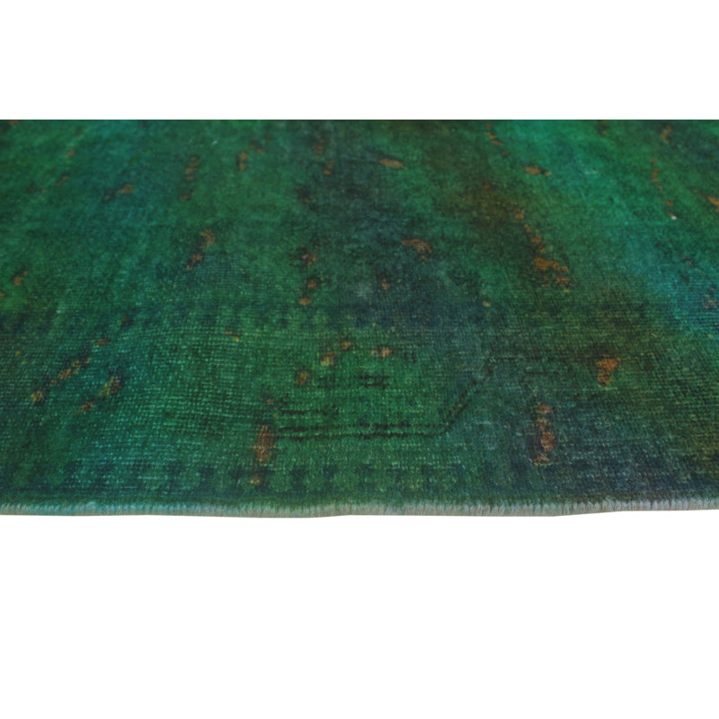 One-of-a-Kind 3'3" x 9'4" 1980s Runner Wool Area Rug in Brown and Green