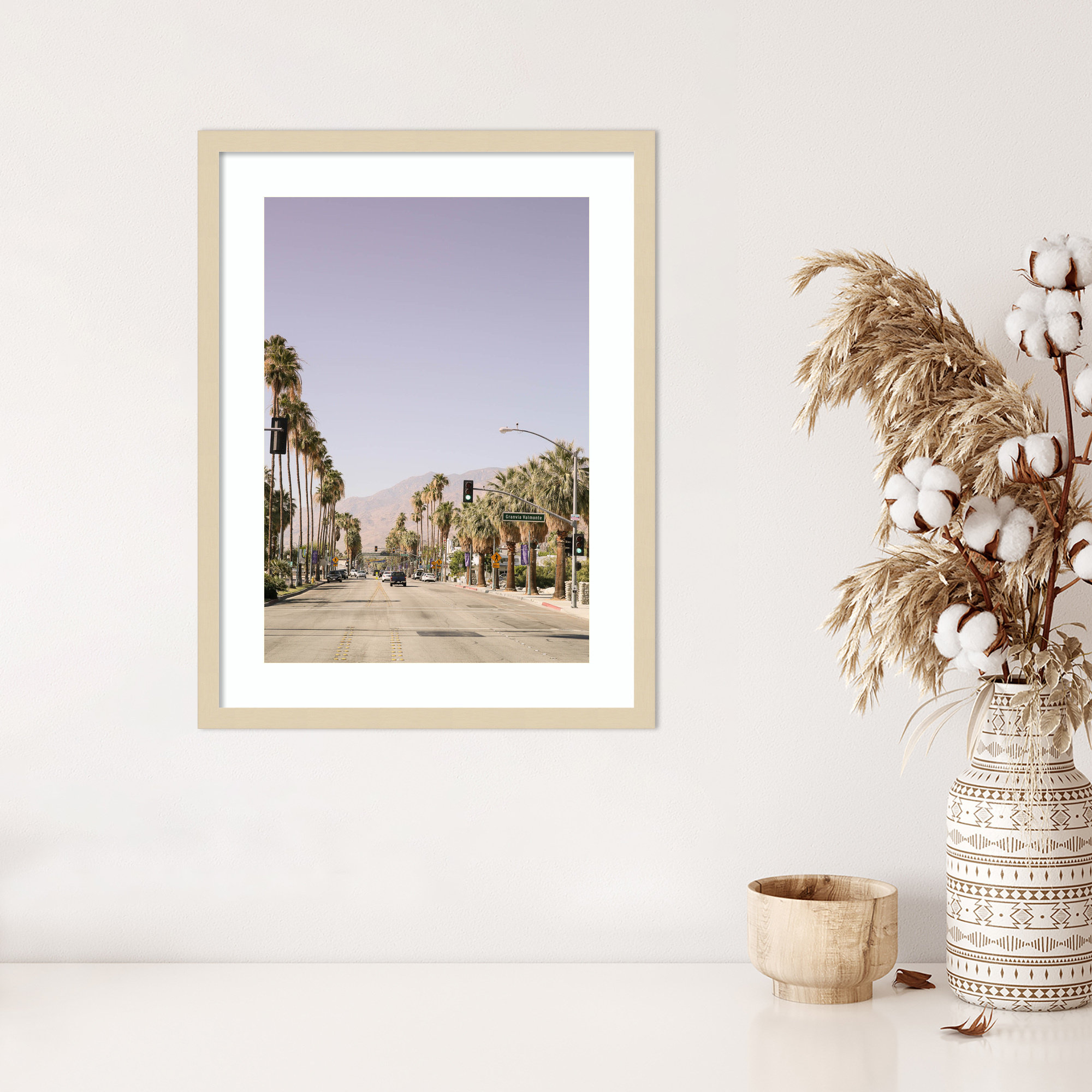 Palm Spring Street by Shot by Clint Wood Framed Wall Art Print, 25" H x 19" W, Brown