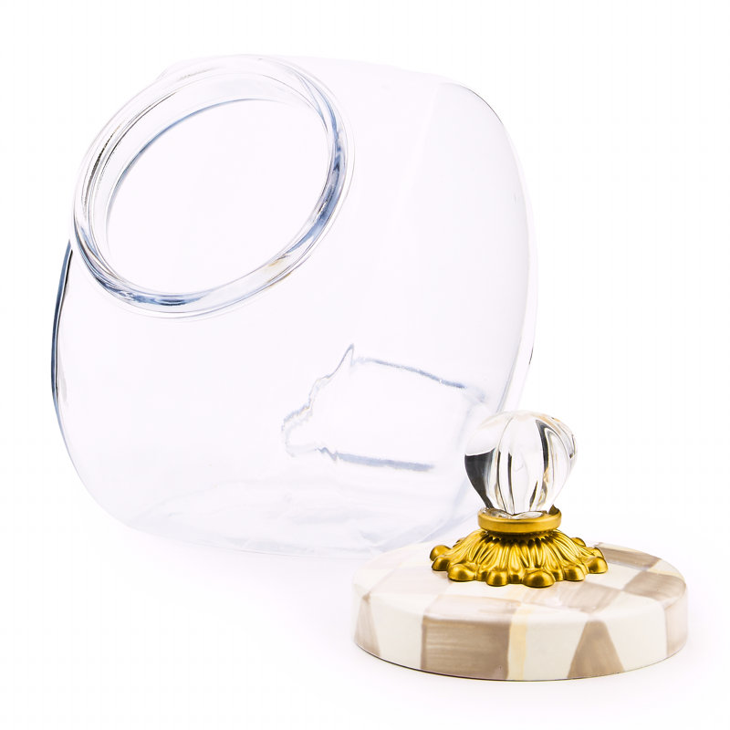 Clear Glass Half-Gallon Jar with Mocha Check Lid