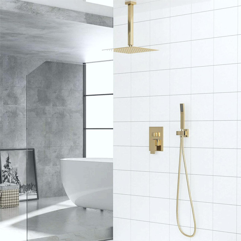 Robinet de douche avec valve brute, Or brossé