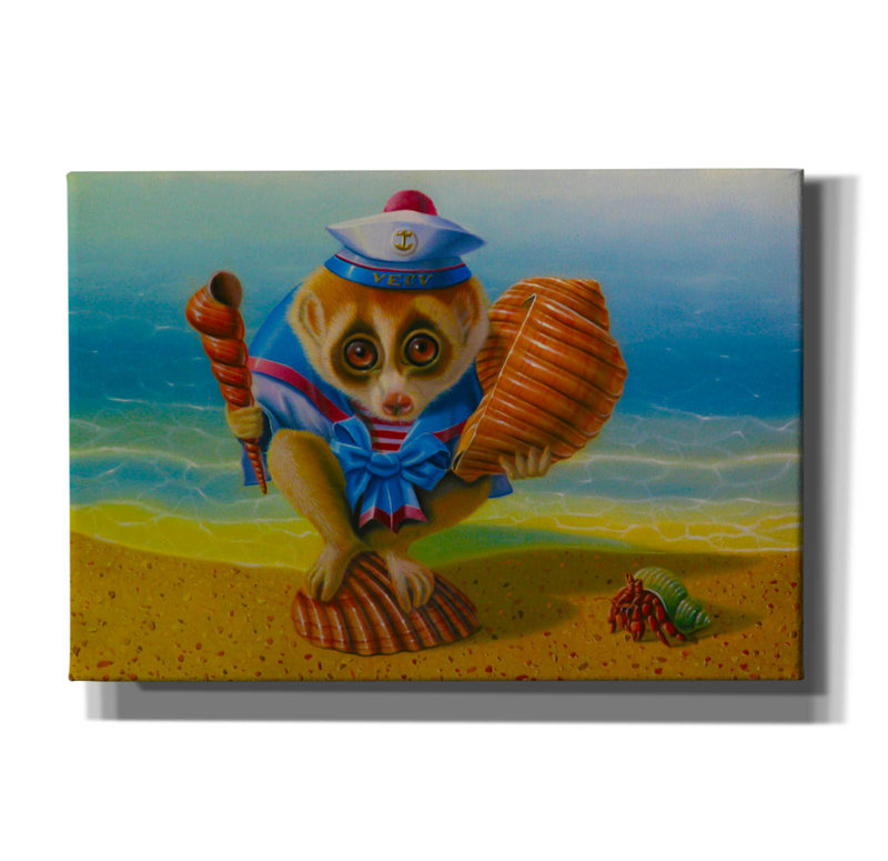 «The Loris On The Beach» par Valery Vecu Quitard, H 18 po x l 26 po x P 0,75 po