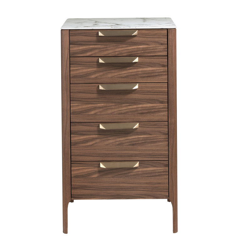 Walnut chiffonier with marble-look top