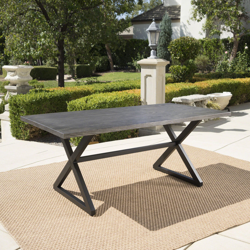 Lal Rectangular Aluminum Outdoor Picnic Table, Grey