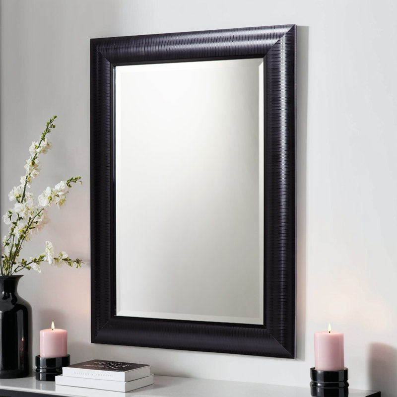 Abbeyville Framed Wall Mounted Accent Mirror, 118cm H x 92.5cm W, Black