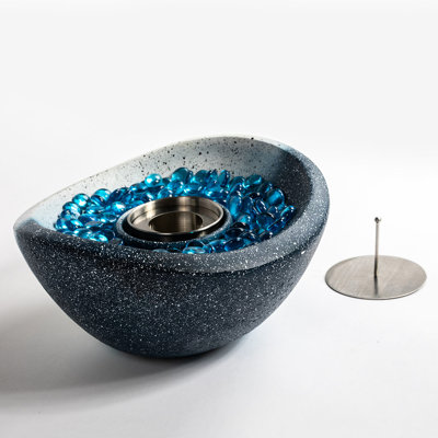 Tabletop Fire Bowl - Portable Ethanol Fireplace With Concrete And Extinguishing Lid Pit Pad Data