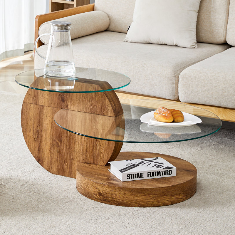 Table basse gigogne moderne Varese, Brun, Clair, H 17 po x l 42 po x P 31,5 po