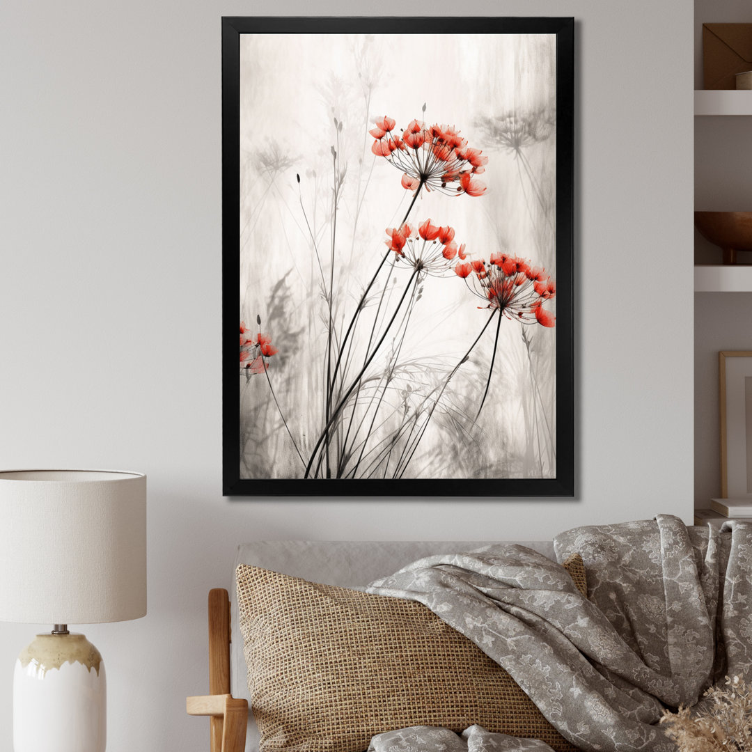 Red Grey Herb Garden III - Floral Canvas Prints Red Barrel Studio® 