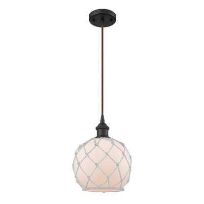 Luminaire suspendu en forme de globe à 1 lumière avec accents en corde Tobey