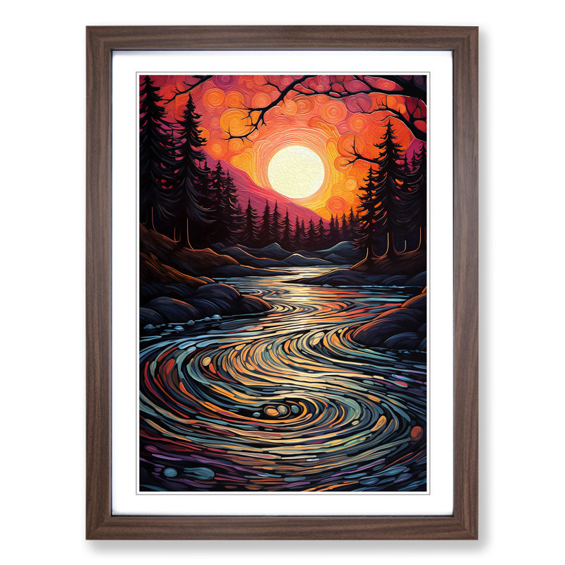 Lake Expressionism No.2 - Framed Print, Walnut, 34cm H x 25cm W x 2cm D