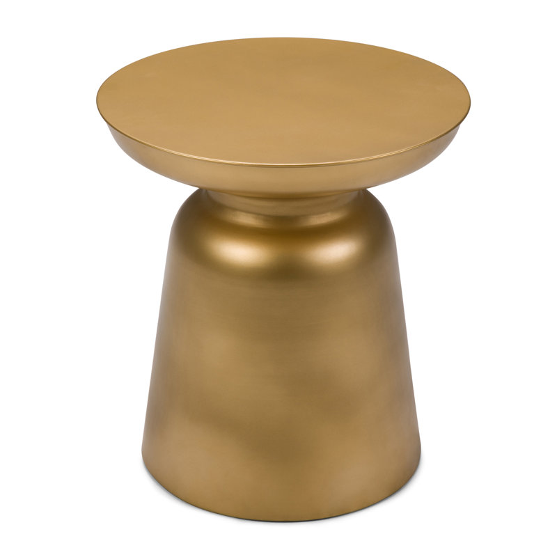 Table d'appoint industrielle moderne en fer doré de 17 pouces de large Modern, Doré