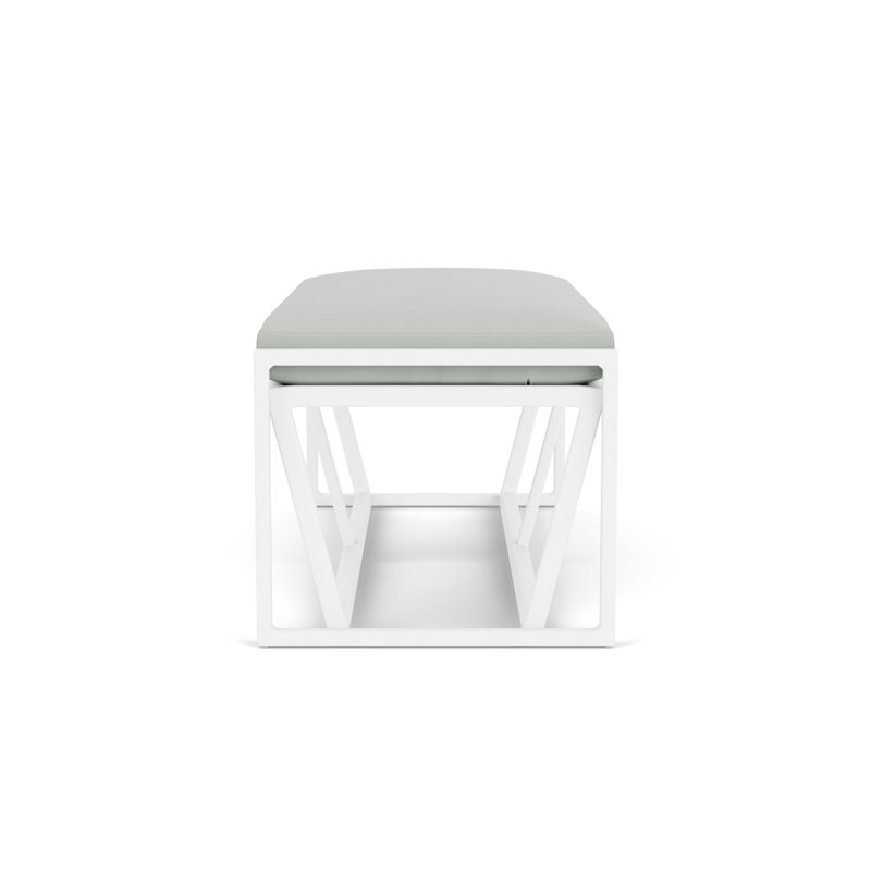 Summit Outdoor Dining Bench, Matte White, Callen Celadon