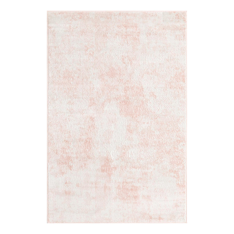 Tapis rose clair / blanc Juliette, Rectangle 4 pi 1 po x 6 pi 1 po