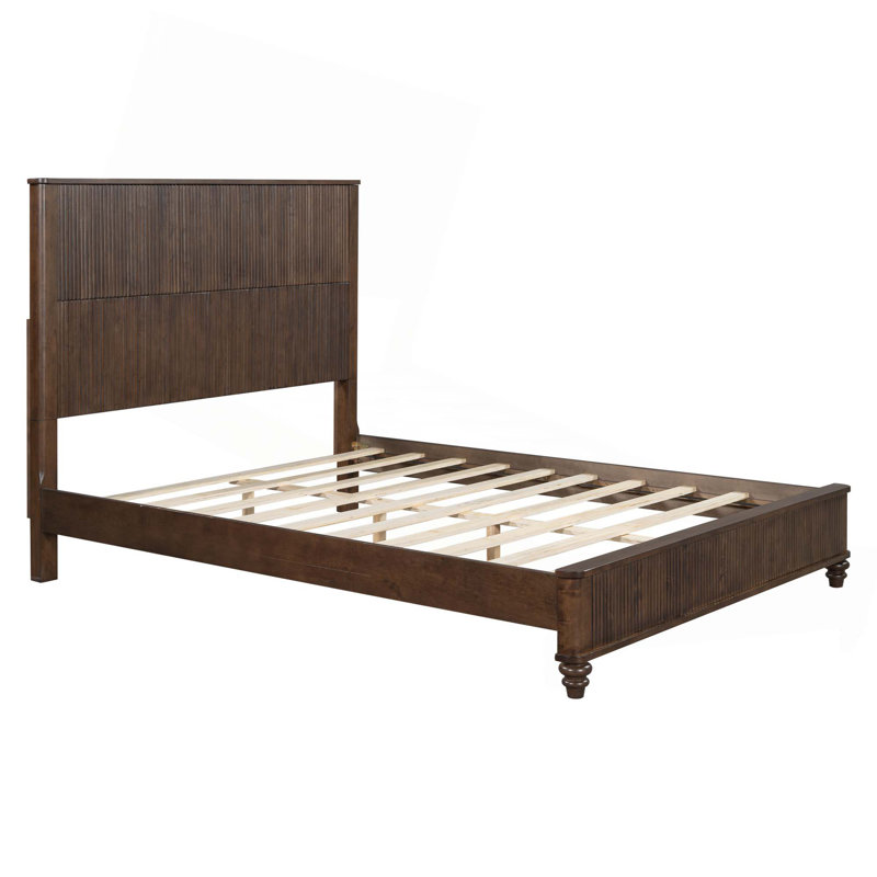 Base de lit en bois massif pour chambre à coucher, Noyer, Grand